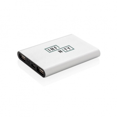 Logo trade corporate gifts image of: Aluminium 5.000 mAh pocket powerbank, silver