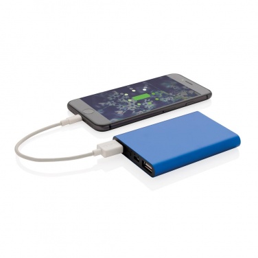 Logo trade promotional merchandise picture of: Aluminium 5.000 mAh pocket powerbank, blue