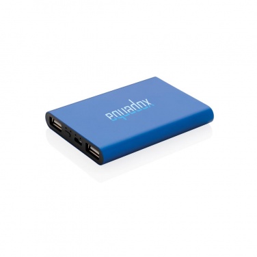 Logo trade promotional merchandise image of: Aluminium 5.000 mAh pocket powerbank, blue