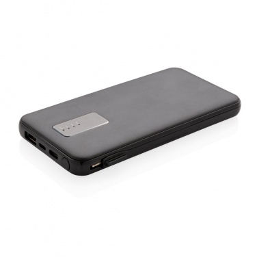 Logo trade promotional gifts picture of: 10.000 mAh powerbank with integrated cable, black