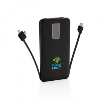 Logotrade promotional giveaway image of: 10.000 mAh powerbank with integrated cable, black