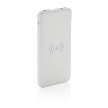 Logo trade promotional merchandise image of: Ultra Thin 4.000 mAh Wireless 5W Charging Powerbank, white