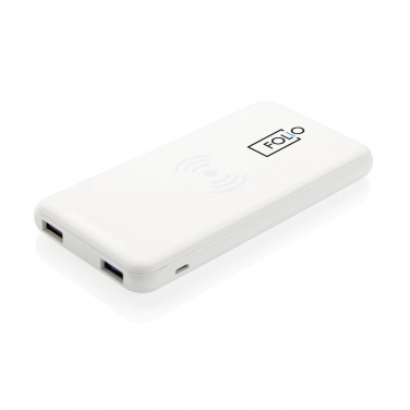 Logo trade promotional item photo of: Ultra Thin 4.000 mAh Wireless 5W Charging Powerbank, white