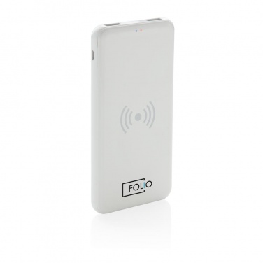 Logo trade promotional items picture of: Ultra Thin 4.000 mAh Wireless 5W Charging Powerbank, white