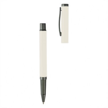 Logo trade promotional products image of: Writing set, ball pen and roller ball pen, white