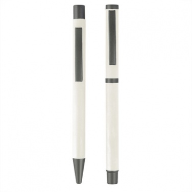 Logo trade promotional giveaways picture of: Writing set, ball pen and roller ball pen, white