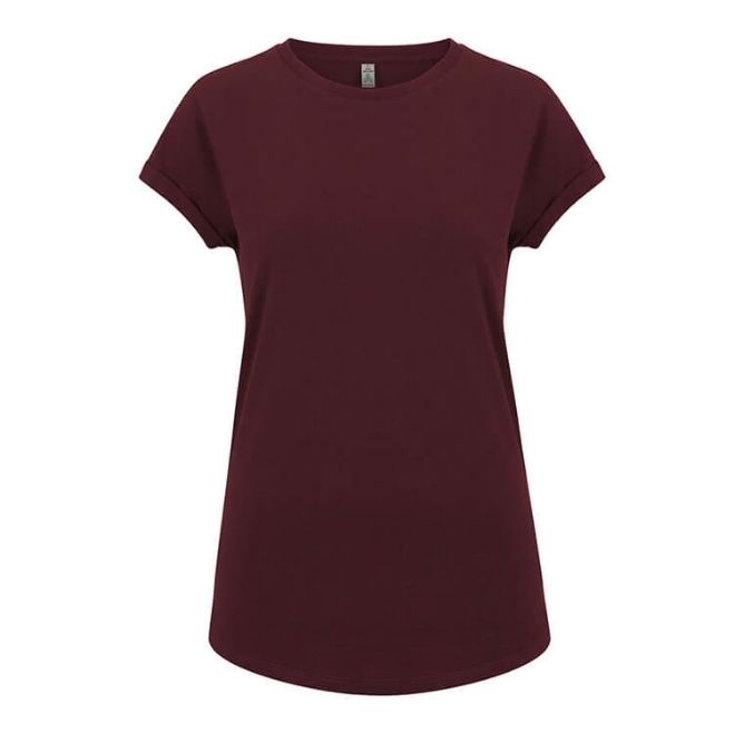 Logotrade promotional giveaways photo of: Salvage women´s rolled sleeve t-shirt, burgundy