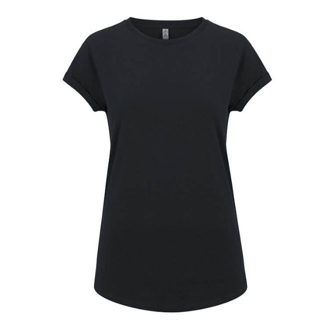 Logotrade advertising products photo of: Salvage women´s rolled sleeve t-shirt, black