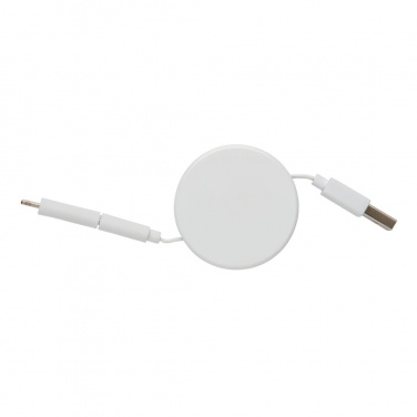 Logotrade promotional merchandise photo of: Ontario 3-in-1 retractable cable, white