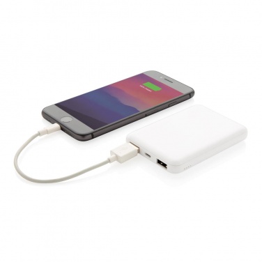 Logo trade promotional gifts picture of: High Density 5.000 mAh Pocket Powerbank, white