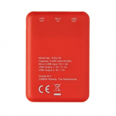 Logotrade promotional giveaways photo of: High Density 5.000 mAh Pocket Powerbank, red