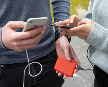 Logotrade promotional product picture of: High Density 5.000 mAh Pocket Powerbank, red