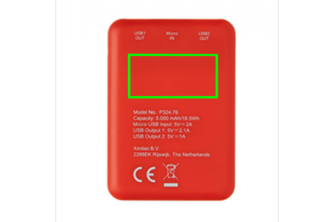 Logo trade business gifts image of: High Density 5.000 mAh Pocket Powerbank, red