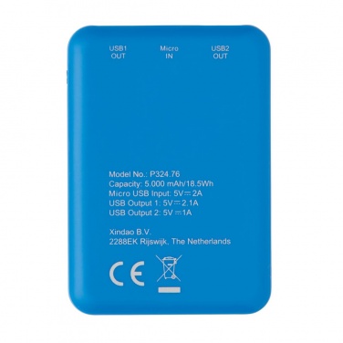 Logo trade corporate gift photo of: High Density 5.000 mAh Pocket Powerbank, blue