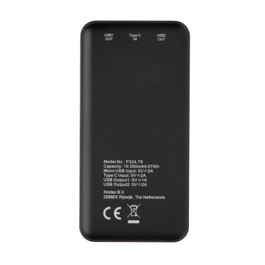 Logo trade advertising product photo of: High Density 10.000 mAh Pocket Powerbank, black