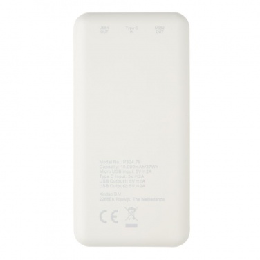 Logo trade promotional merchandise photo of: High Density 10.000 mAh Pocket Powerbank, white