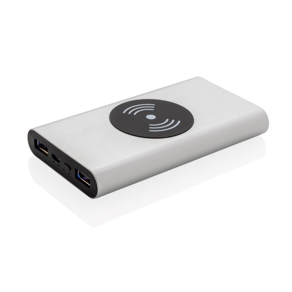 Logo trade promotional products picture of: Aluminium 10.000 mAh 5W Wireless Powerbank, silver