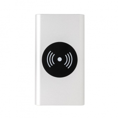 Logo trade promotional gifts image of: Aluminium 10.000 mAh 5W Wireless Powerbank, silver