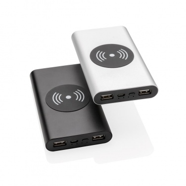 Logo trade corporate gifts picture of: Aluminium 10.000 mAh 5W Wireless Powerbank, silver