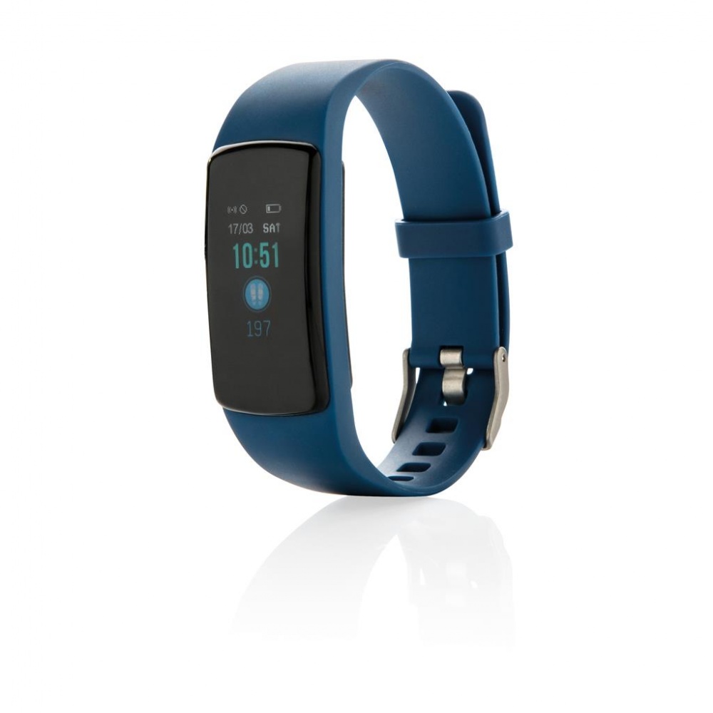 Logo trade advertising products image of: Stay Fit with heart rate monitor, blue