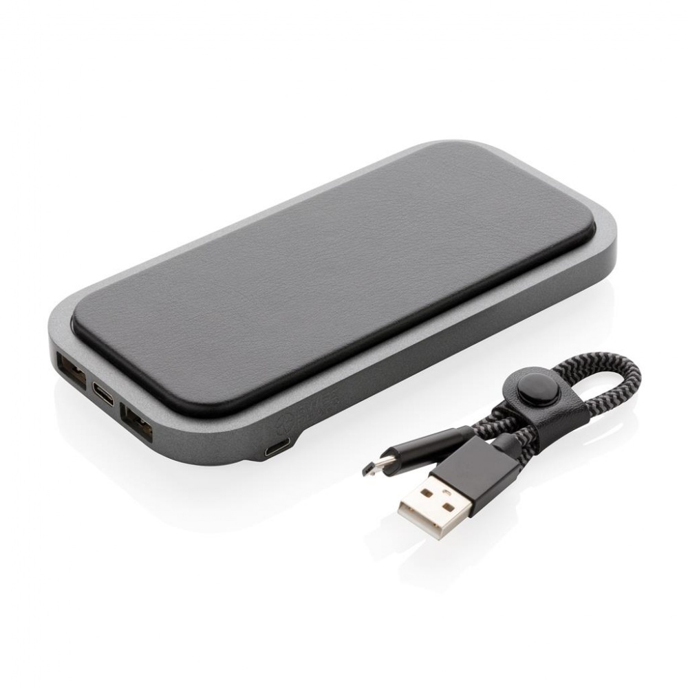 Logo trade promotional gift photo of: Swiss Peak luxury wireless 10.000 mAh powerbank, black