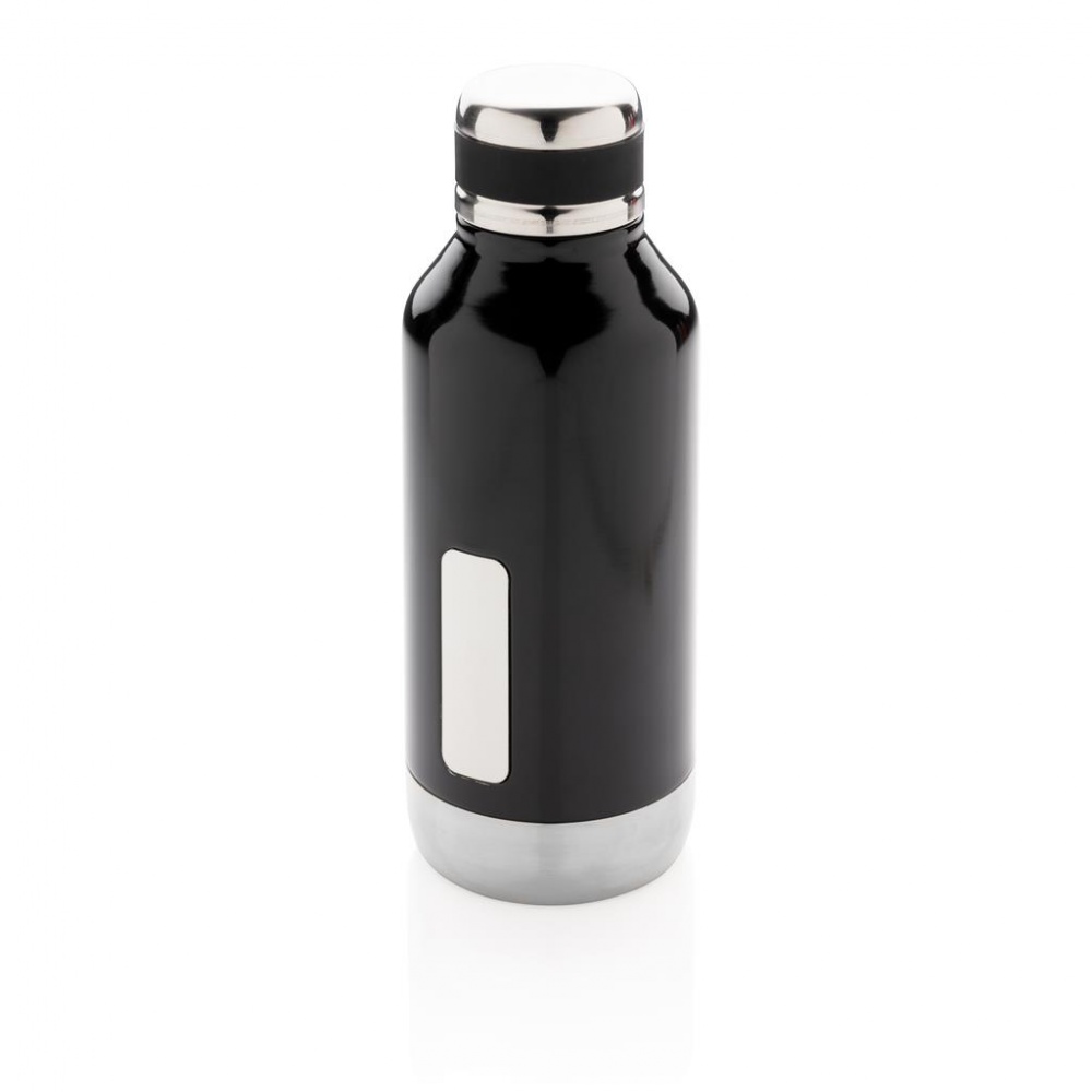 Logo trade business gift photo of: Leak proof vacuum bottle with logo plate, black