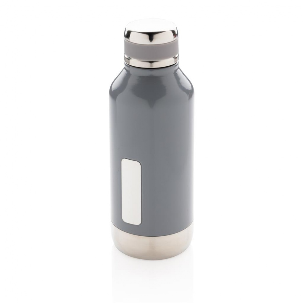 Logo trade business gifts image of: Leak proof vacuum bottle with logo plate, grey