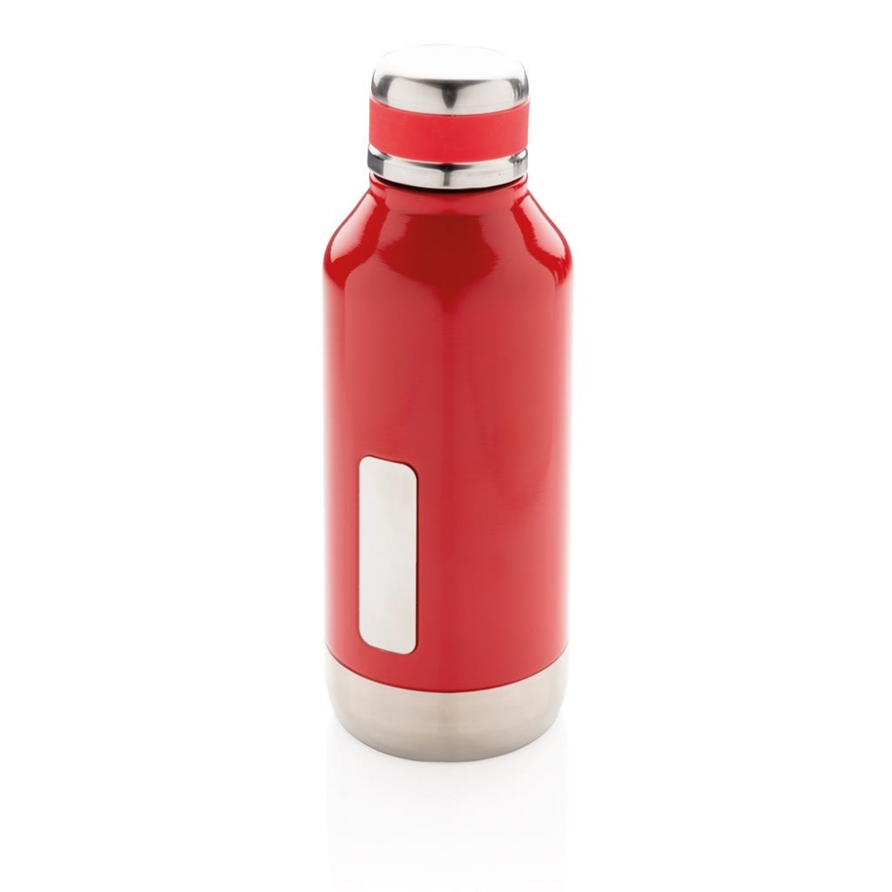 Logotrade promotional giveaway image of: Leak proof vacuum bottle with logo plate, red