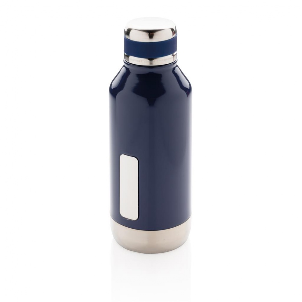 Logo trade business gift photo of: Leak proof vacuum bottle with logo plate, blue