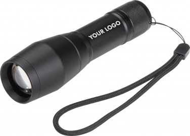 Logo trade promotional merchandise photo of: LED flashlight with 3 different light functions, Black/White