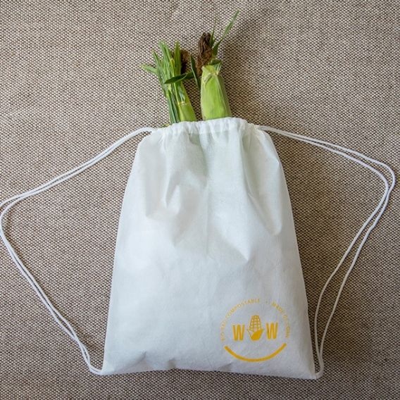 Logo trade business gift photo of: Corn backpack, PLA material, natural white