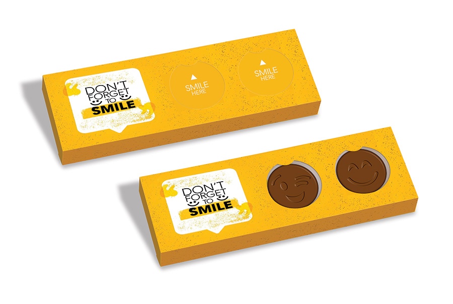 Logotrade promotional product image of: 2 chocolate smiles in cardboard  box