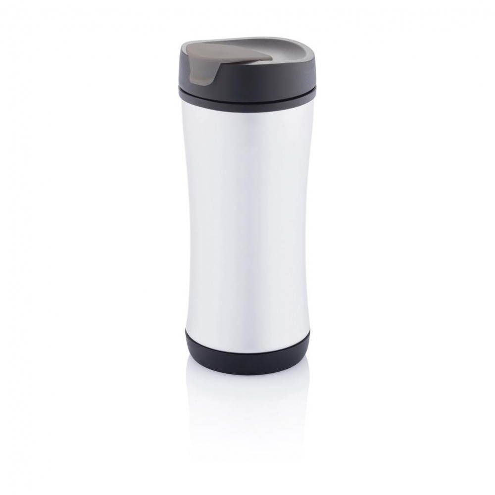 Logo trade promotional products image of: Boom mug, grey/black with personalized name and sleeve in a gift wrap