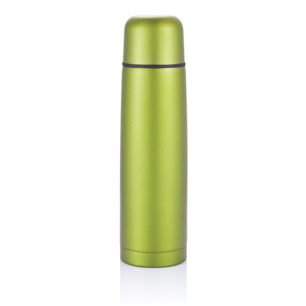 Logo trade promotional gift photo of: Stainless steel flask green with personalized name, sleeve, gift wrap