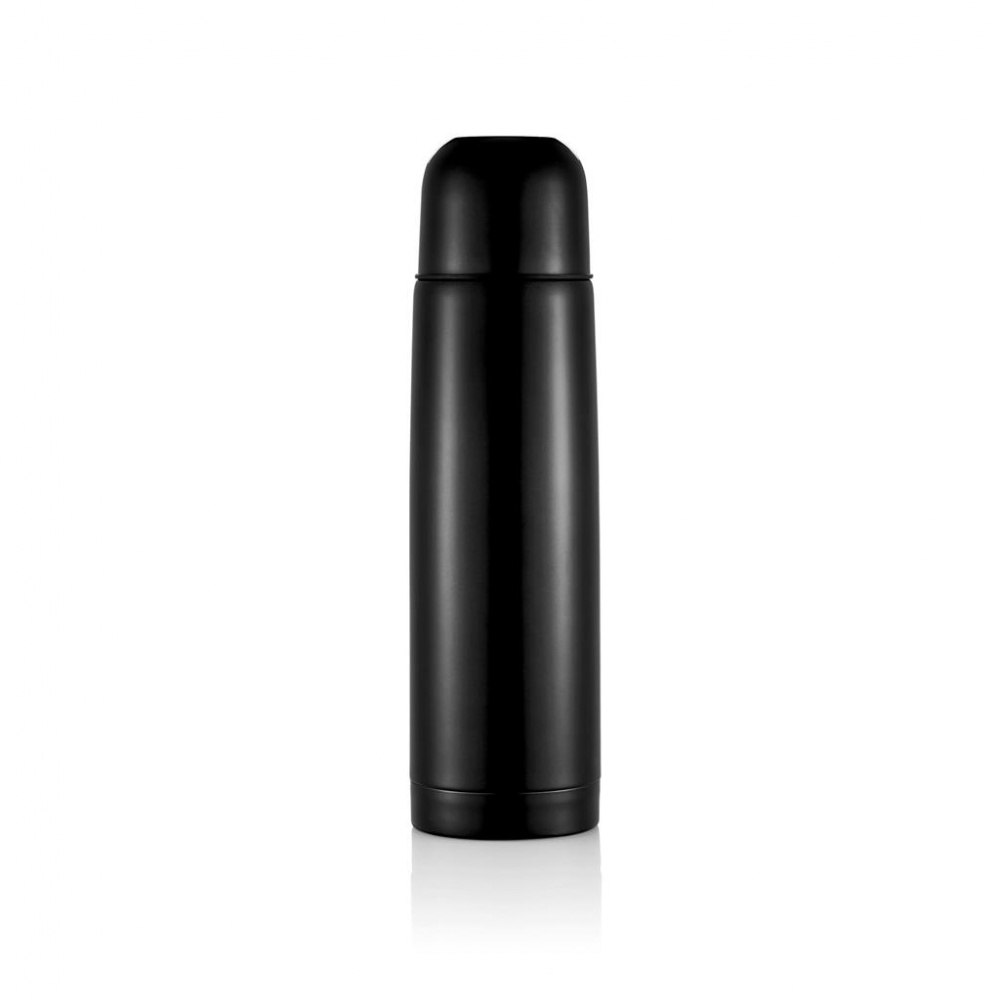 Logo trade promotional items image of: Stainless steel flask black with personalized name, sleeve, gift wrap