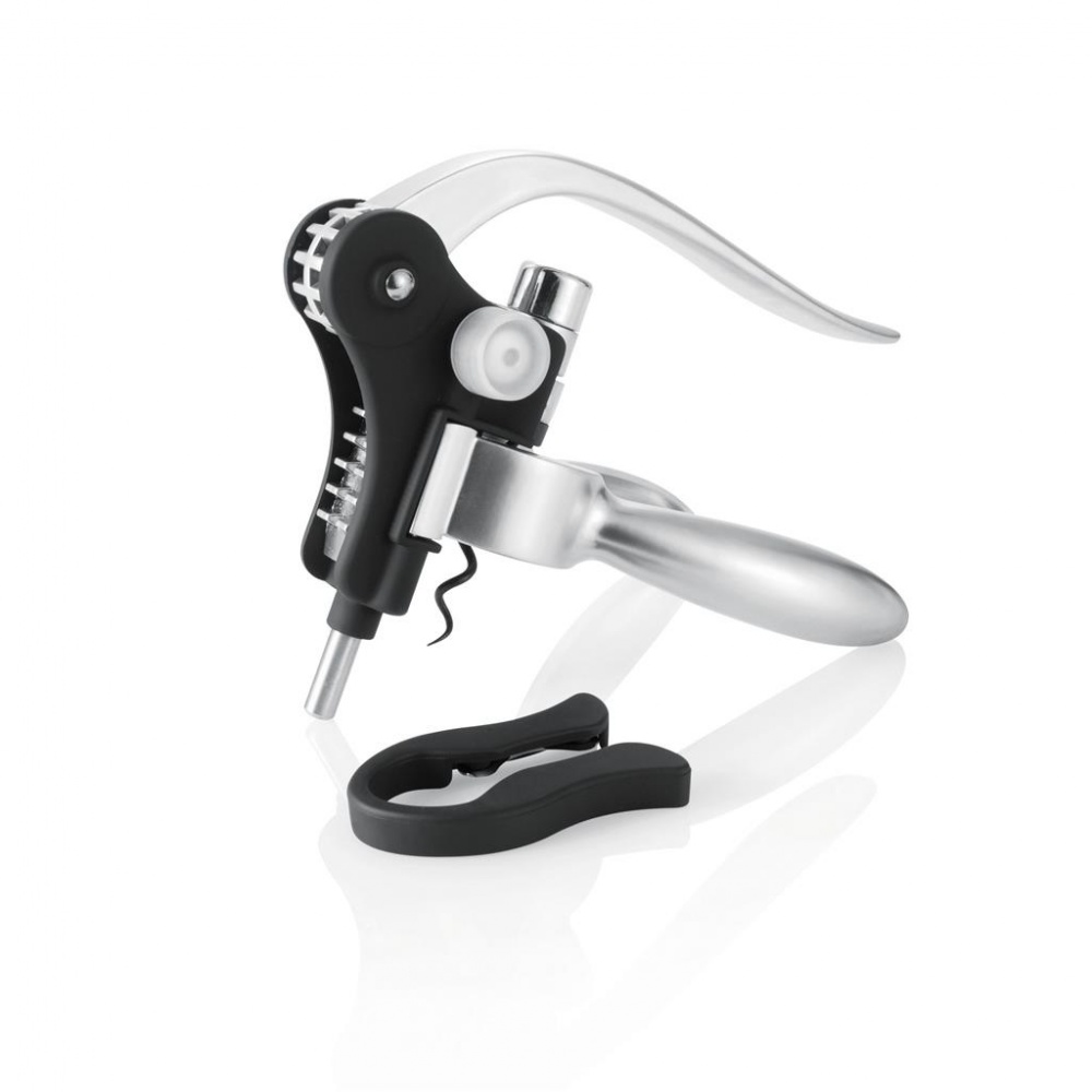 Logo trade promotional gift photo of: Pull it corkscrew, black with personalized name, sleeve and gift wrap