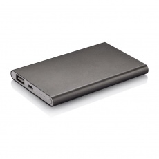 4000 mAh powerbank, grey, with personalized name, sleeve, gift wrap