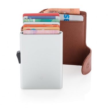 Logotrade corporate gift picture of: C-Secure RFID card holder & wallet brown with name, sleeve, gift wrap