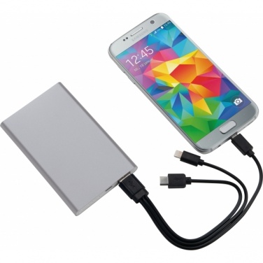 Logo trade corporate gifts image of: Power bank LIETO 4000 mAh, Grey