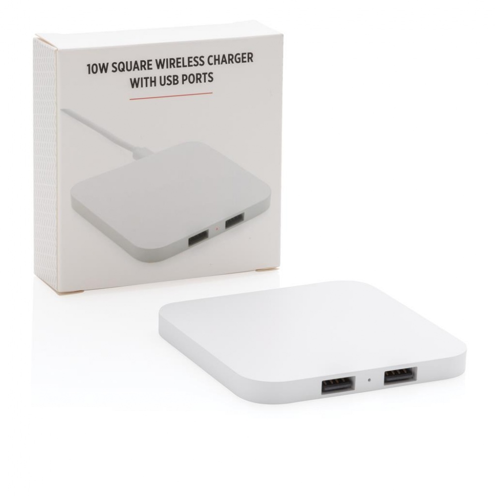 Logotrade promotional giveaway picture of: 10W Wireless Charger with USB Ports, white