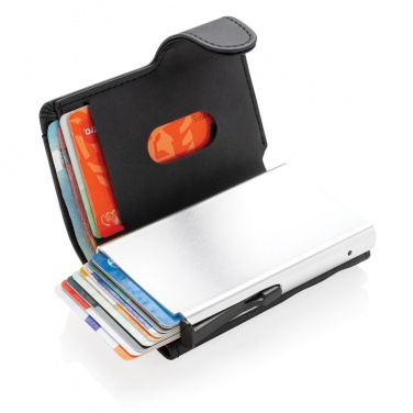 Logotrade promotional giveaways photo of: Standard aluminium RFID cardholder with PU wallet, black