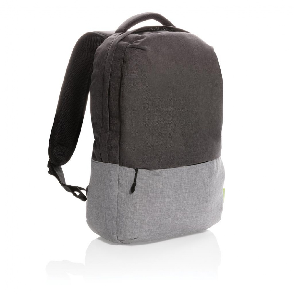 Logo trade promotional gift photo of: Duo color RPET 15.6" RFID laptop backpack PVC free, grey