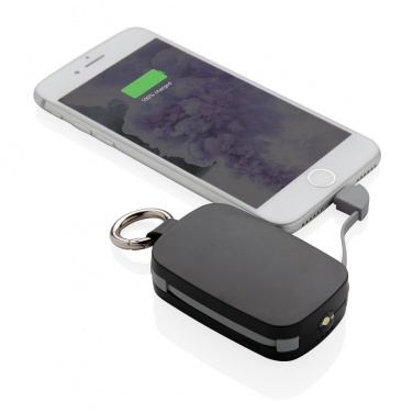 Logotrade promotional gift picture of: 1.200 mAh Keychain Powerbank with integrated cables, black