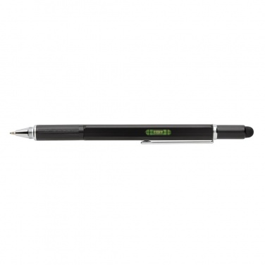 Logo trade promotional giveaways image of: 5-in-1 aluminium toolpen, black