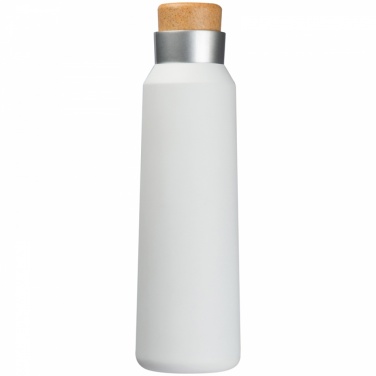 Logo trade advertising products image of: Thermos flask with wooden cap 500 ml, White