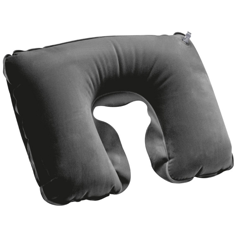 Logotrade promotional giveaway image of: Inflatable soft travel pillow, Black