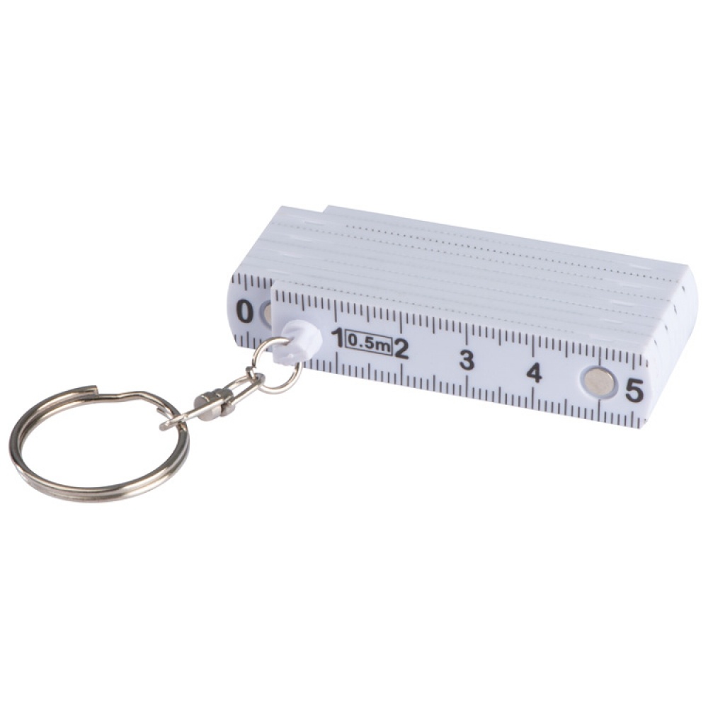 Logo trade corporate gifts image of: Keyring with folding ruler, White