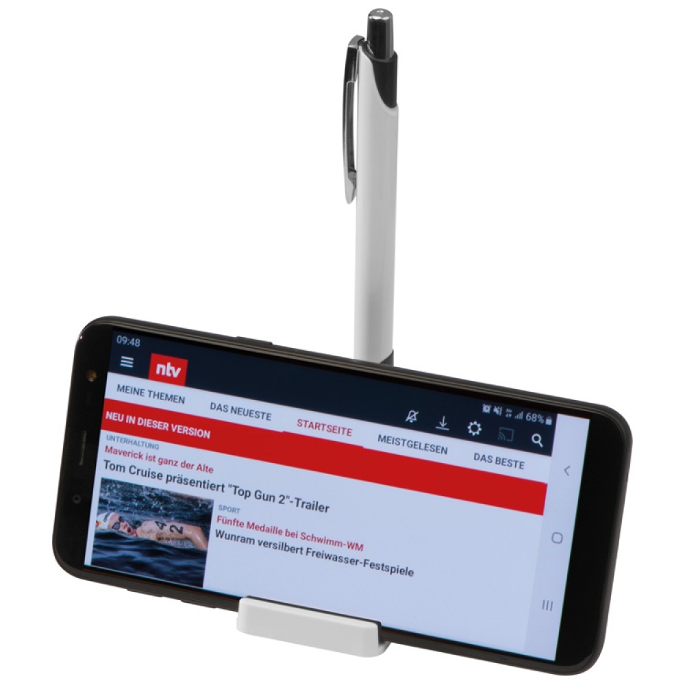 Logo trade promotional giveaway photo of: Mobile phone holder with magnetic function, includes metal ballpen