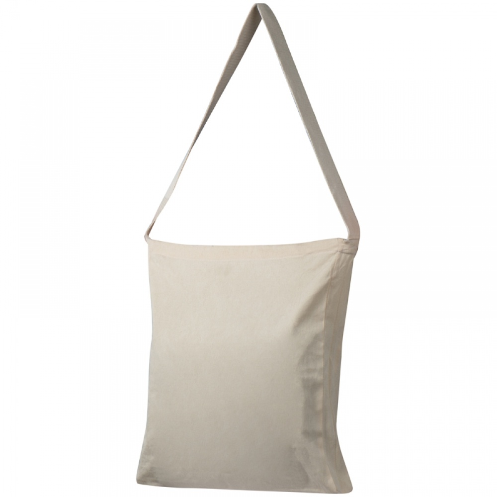 Logo trade promotional giveaways image of: Cotton bag with woven carrying handle and bottom fold, White