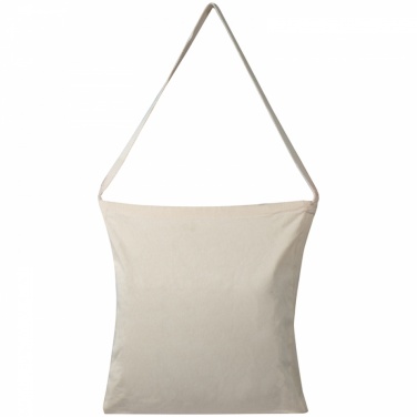 Logo trade promotional giveaway photo of: Cotton bag with woven carrying handle and bottom fold, White